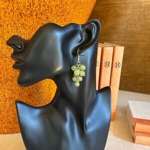 Gold and Green Grape Cluster Earring- vintage bohemian, hypoallergenic